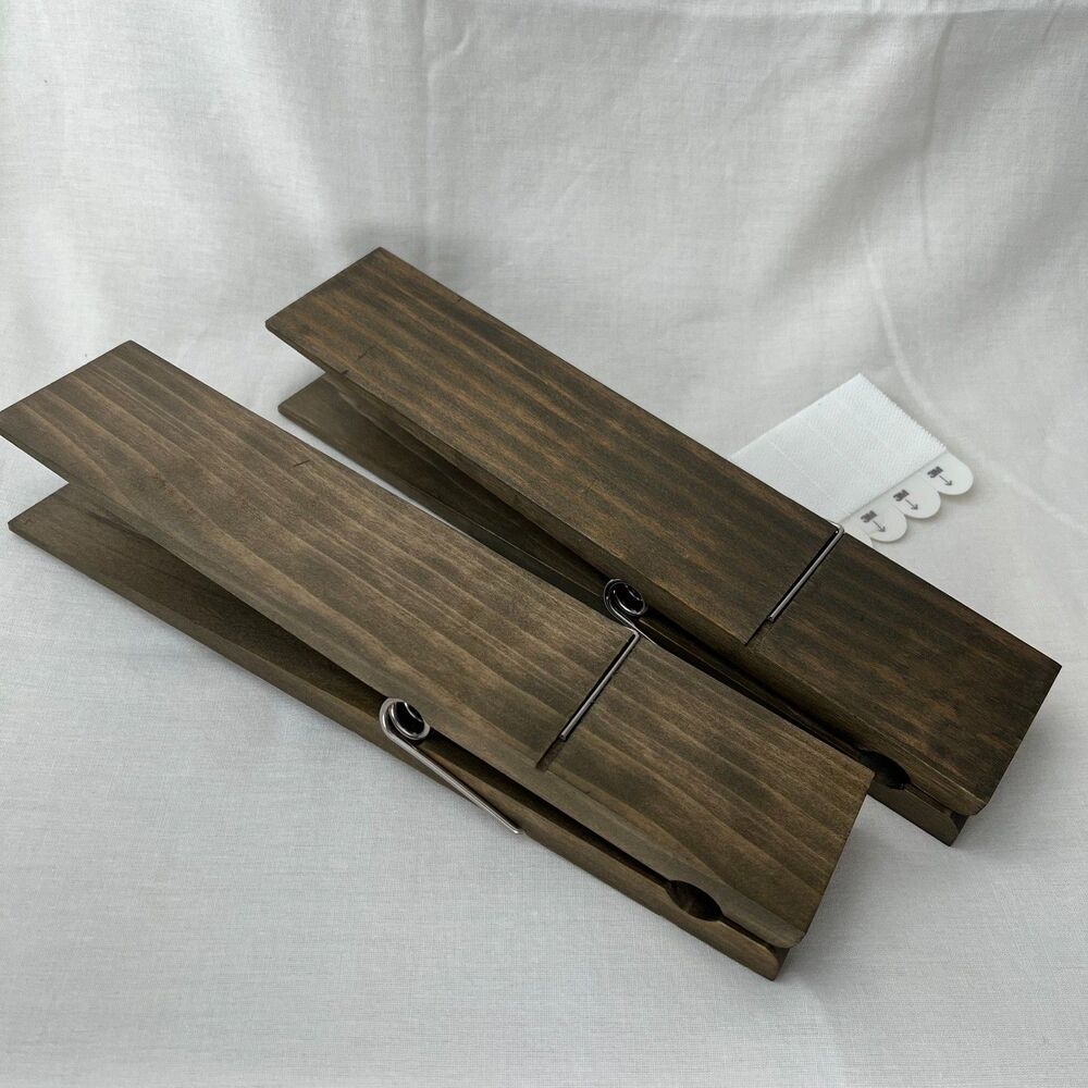 Jumbo Wooden Clothespins Towels Art Holder Kitchen Bath -2.5"x12"-Set of 2- NEW